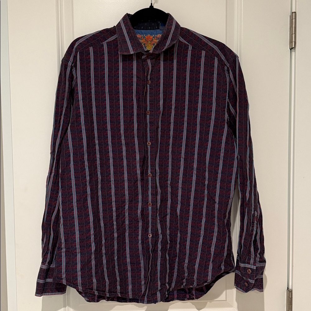 Roberto Graham Striped Print Long Sleeved Button Down